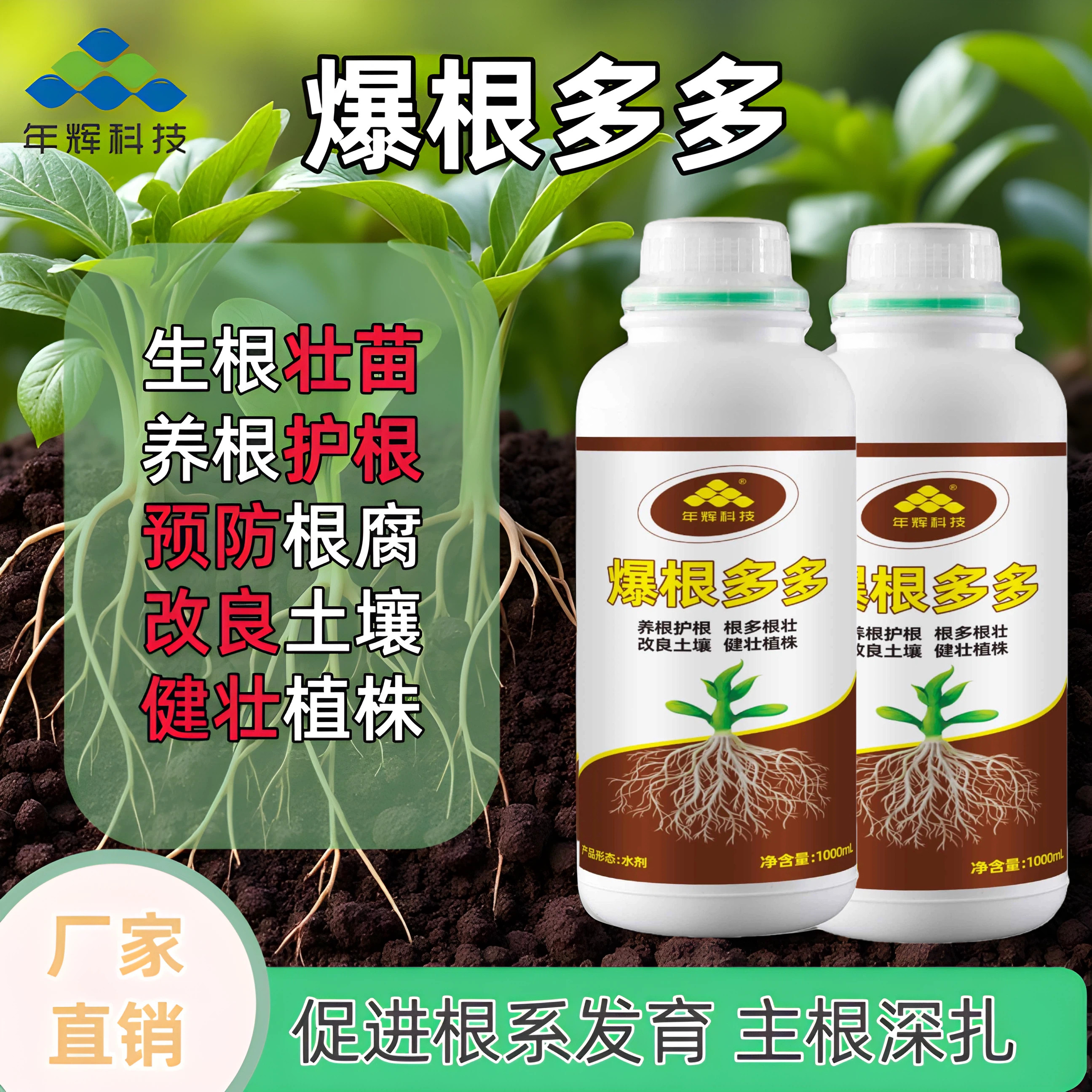 年辉爆根多多升级版鱼蛋白强生新根根多根旺果树蔬菜营养液水溶肥