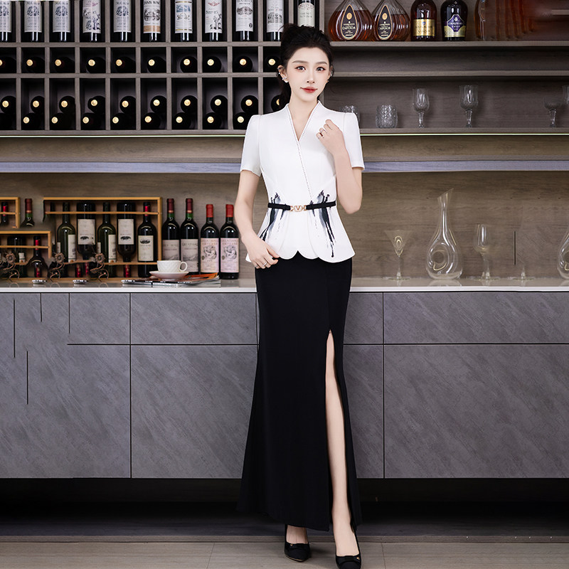 新款dj酒店酒吧迎宾前台公主工作服长裙套装夜场ktv包厢工装春夏