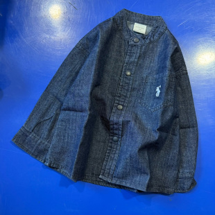出口韩国订单.儿童kids纯棉牛仔衬衫男女童儿童衬衣宝宝纯色上衣