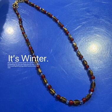 复古彩色串珠项链锁骨链水晶饰品