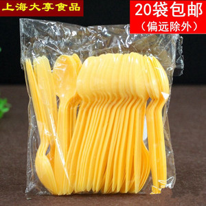 DS1一次性塑料大黄勺 约90支  酸奶勺 刨冰勺子 冰淇淋甜品蛋糕勺