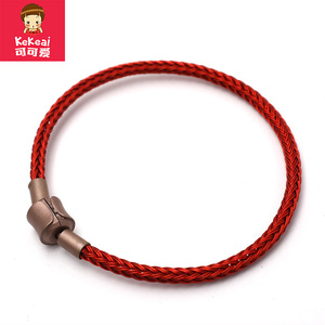 可可爱3mm钢丝绳手链可穿3D硬金转运珠替换绳本命年红绳手绳情侣