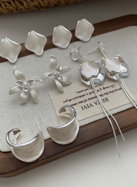 欧美时髦ins风金属滴釉耳环925银针小众设计款感时尚百搭耳饰