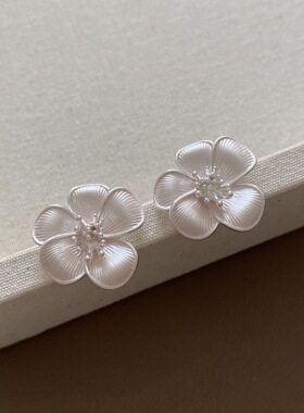 春款气质梦幻彩绘花朵耳钉银针甜美仙女风小众温柔花朵小清新耳饰