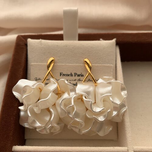 多层立体花瓣花朵耳钉耳环简约气质复古优雅自然柔美日常耳饰