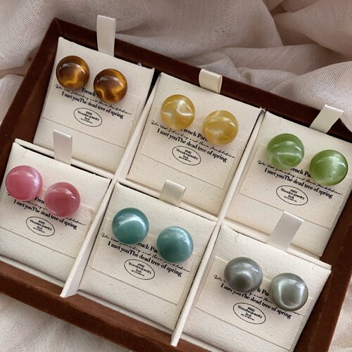 2025年春夏新款彩色球球糖果耳钉女气质清新可爱时尚百搭耳环