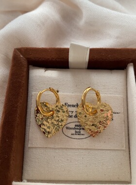 复古金属爱心耳环耳扣简约时尚小众精致浪漫小巧法式轻奢耳饰