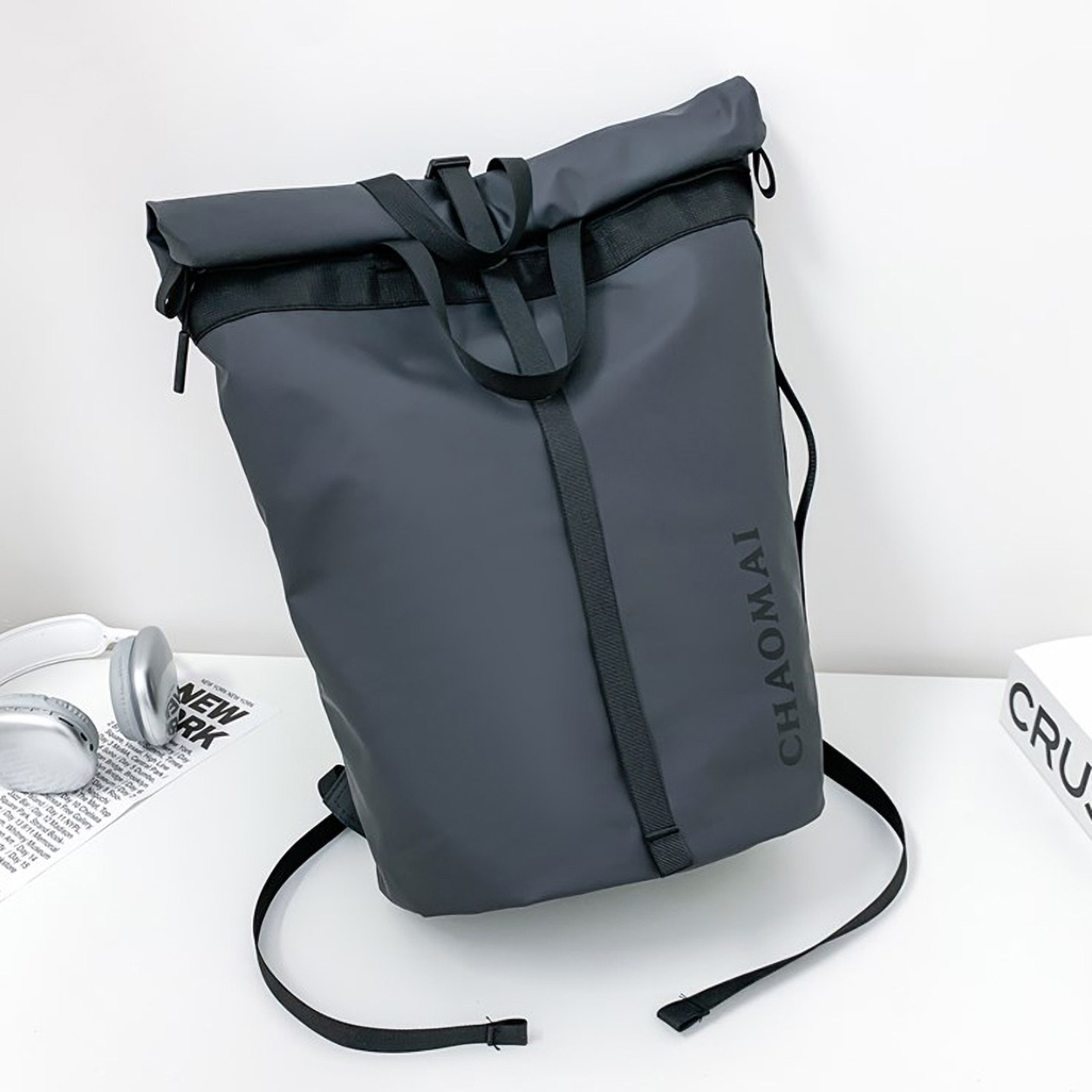 户外机能风双肩包男女防水大容量卷口背包休闲旅行书包轻便通勤包,箱包皮具/热销女包/男包,双肩背包,淘宝优惠券,粉丝福利购,淘宝优惠卷