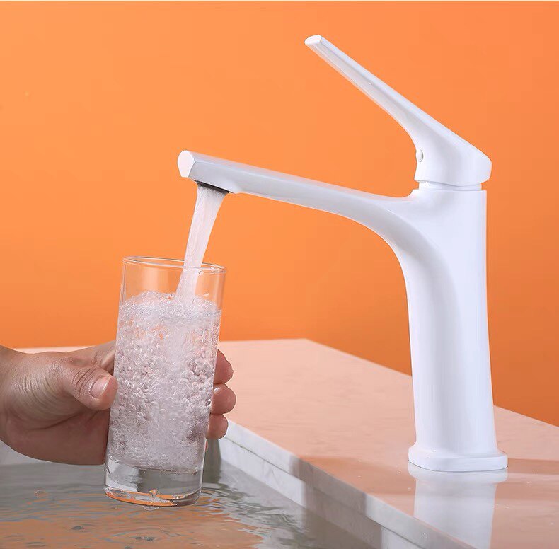 高端枪灰色面盆水龙头冷热双用洗手间家用纯铜洗手盆厕所阳台矮款