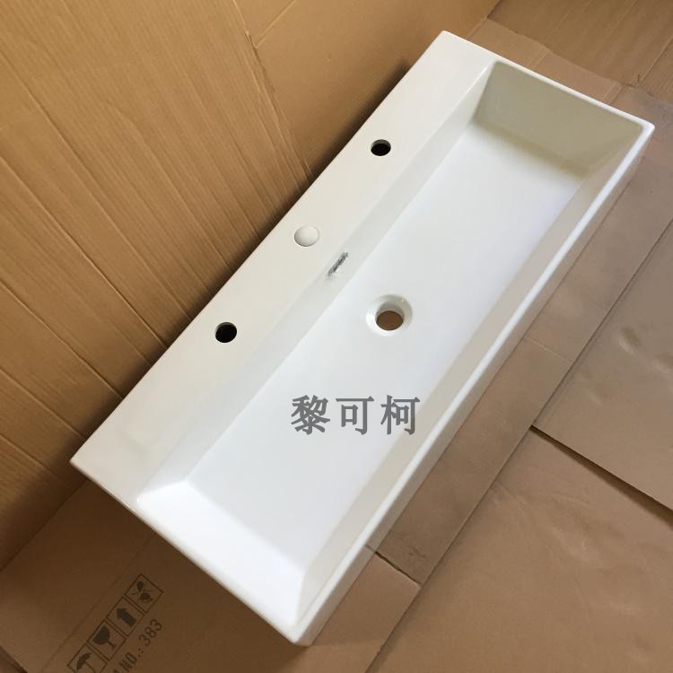 超大尺寸台上盆洗手盆 1一米双龙头艺术盆90cm陶瓷洗脸盆方形