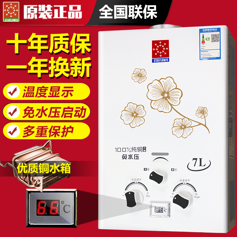 家用燃气热水器液化气煤气天然气低免水压即热洗澡出租房用平衡式