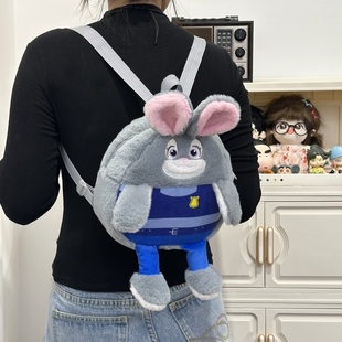 GFSN卡通兔子毛绒双肩包女少女可爱高颜值学生毛绒阿通纨绔背包潮