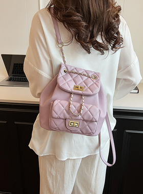 GFSN小香风菱格链条双肩包女2026新款翻盖背包百搭女孩子百搭轻便