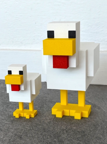 我的世界游戏周边小鸡摆件3D打印圣诞帽小鸡拼装