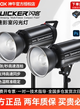 Godox神牛闪客400W/600W二代/三代高速闪光灯QT600 1200W摄影灯 影棚高端人像广告静物拍照 影楼商业拍摄
