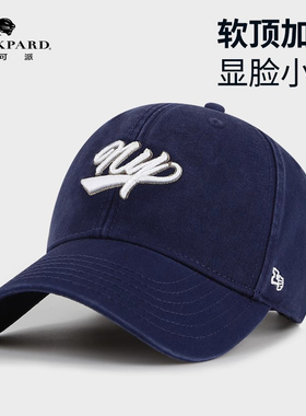 lackpard情侣同款藏青色鸭舌帽显脸小软顶棒球帽加大加深帽子