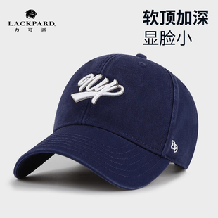 lackpard情侣同款 藏青色鸭舌帽显脸小软顶棒球帽加大加深帽子
