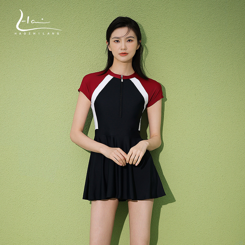 昊之浪女连体裙式显瘦遮肚泳衣