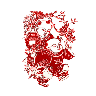 中国风工艺品手工剪纸窗花杨柳青年画吉祥娃娃剪纸画幼儿学校装饰