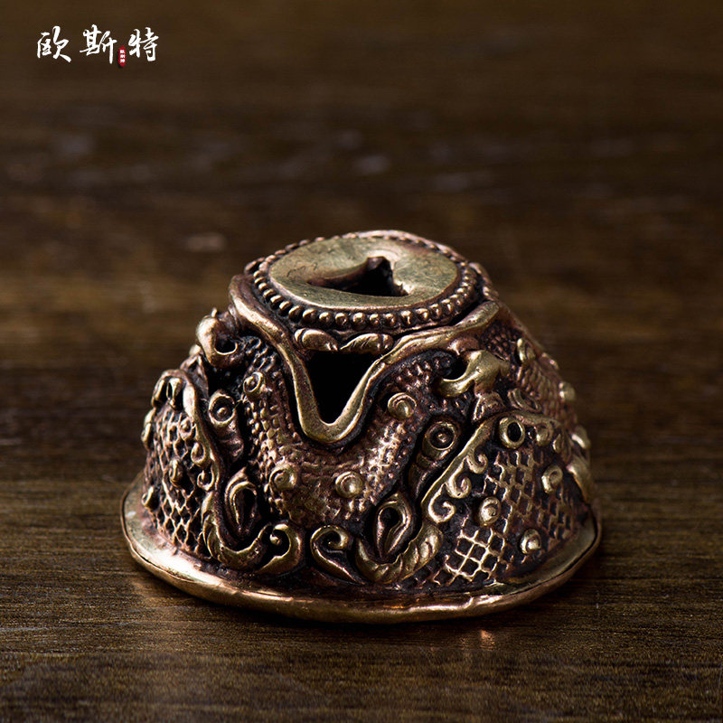欧斯特 尼泊尔手工艺品铜 金刚宝杵底座圆形金刚宝橛居家供具摆件