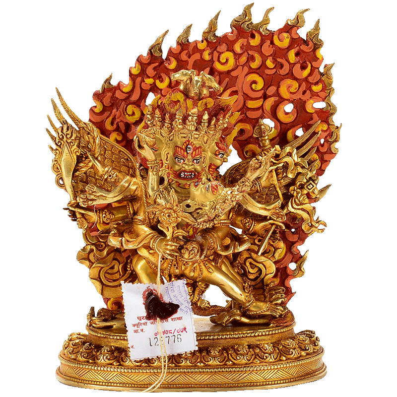 欧斯特 马头金刚家居铜像 尼泊尔手工铜全鎏金客厅玄关中式摆件