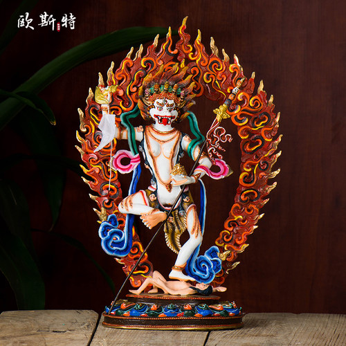 欧斯特手工尼泊尔彩绘铜像摆件