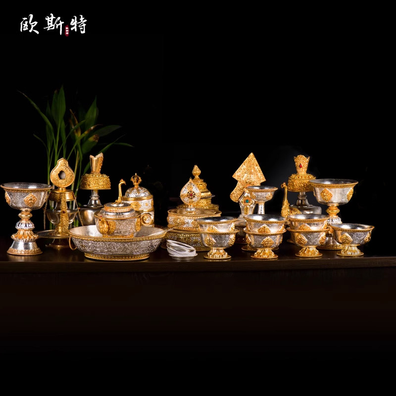 欧斯特贡具套装尼泊尔手工铜半鎏金贡杯酥油灯米盒座宝瓶贡水碗,家居饰品,装饰摆件,淘宝优惠券,粉丝福利购,淘宝优惠卷