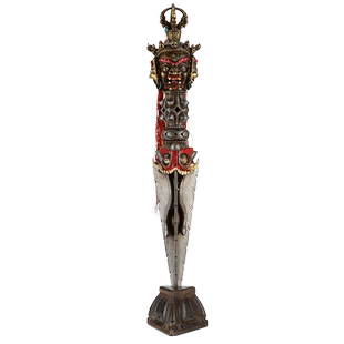 欧斯特 普巴金刚宝杵 佛具用品尼泊尔手工天铁大号五股金刚含底座