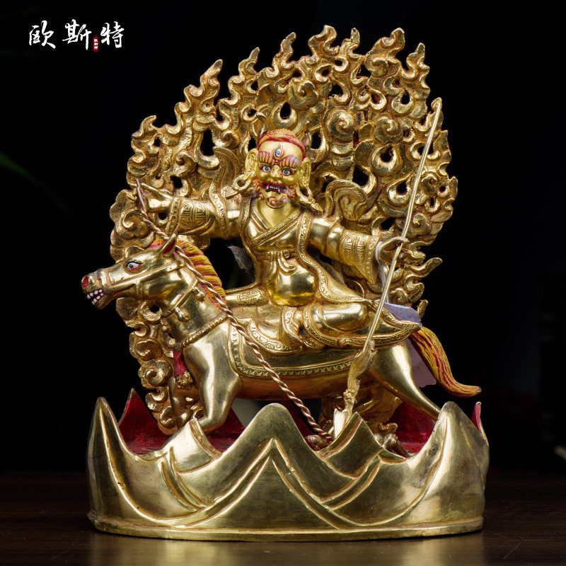 紫玛桌面摆件尼泊尔手工艺品铜全鎏金孜玛像 7寸家居客厅玄关铜像