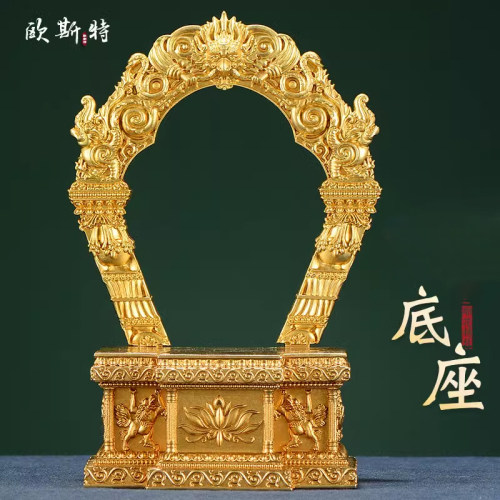 观音菩萨客厅铜像带背光