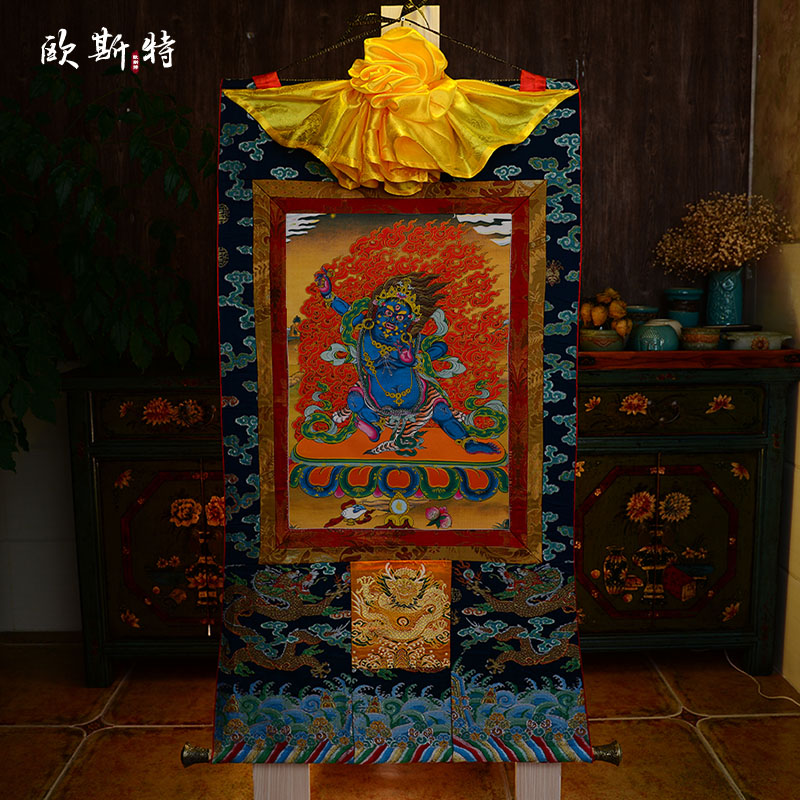 尼泊尔棉装裱 天然矿物颜料画心 金刚手 大势至菩萨佛像唐卡挂画 Изображение 1 尼泊尔棉装裱 天然矿物颜料画心 金刚手 大势至菩萨佛像唐卡挂画 Изображение 1
