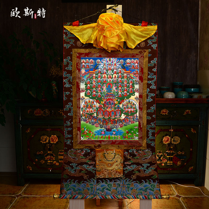 尼泊尔棉布矿物颜料噶举画心