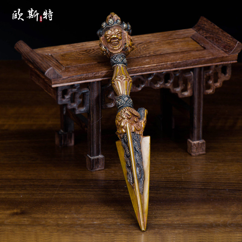 欧斯特 金刚宝杵金刚宝撅 客厅家用尼泊尔青铜制作长26cm装饰摆件