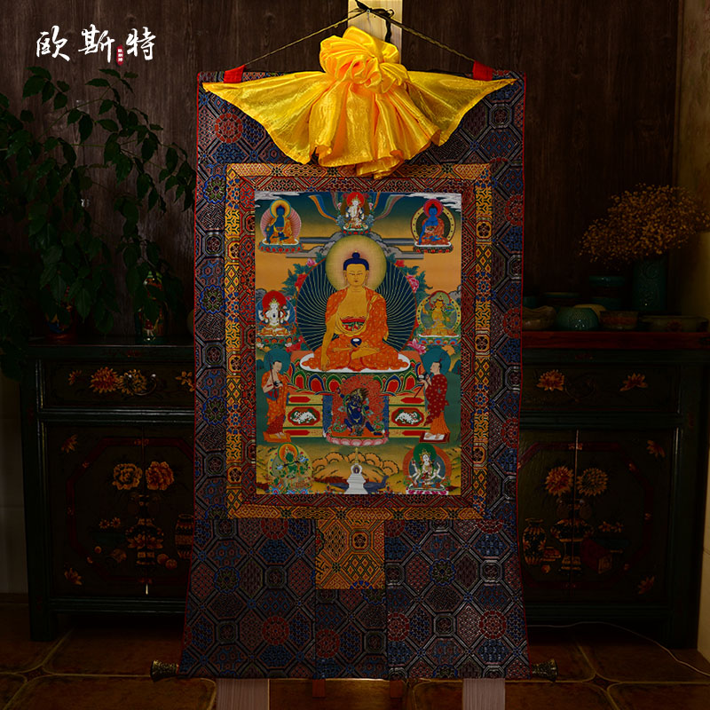 尼泊尔棉布装裱矿物颜料唐卡挂画