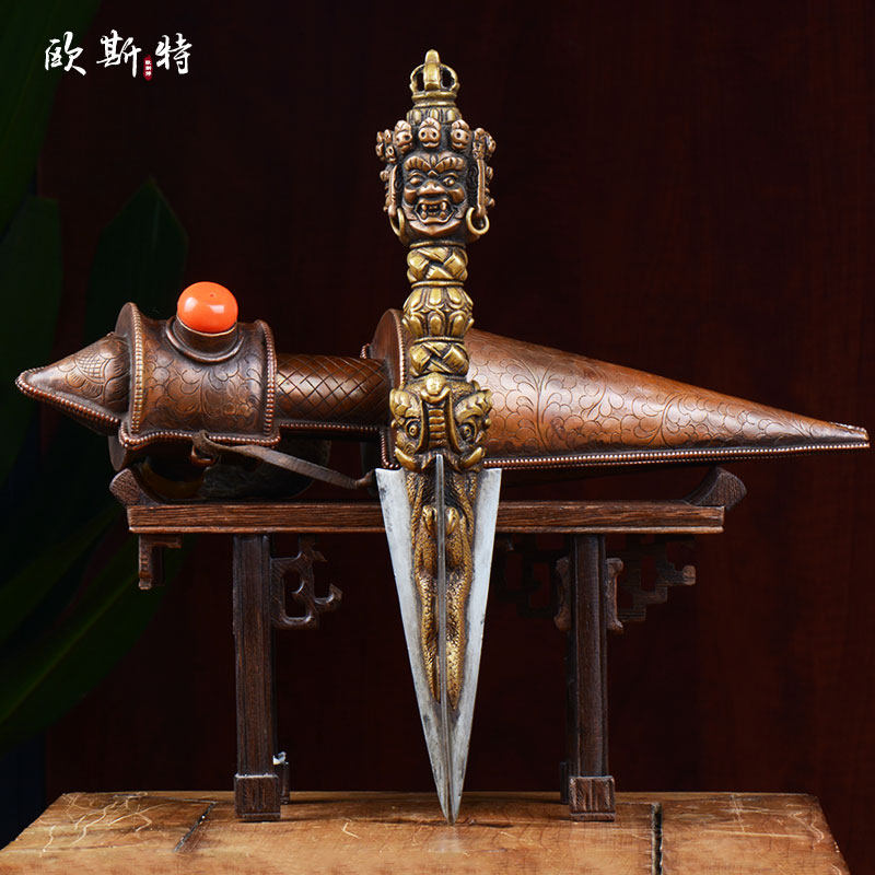 欧斯特 尼泊尔手工佛具用品供具 三面普巴金刚宝橛金刚宝杵大号