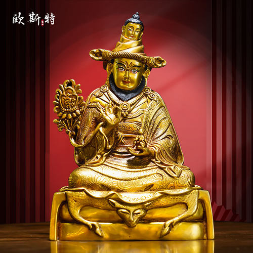 铜全鎏金雕花像6寸家居装饰摆件