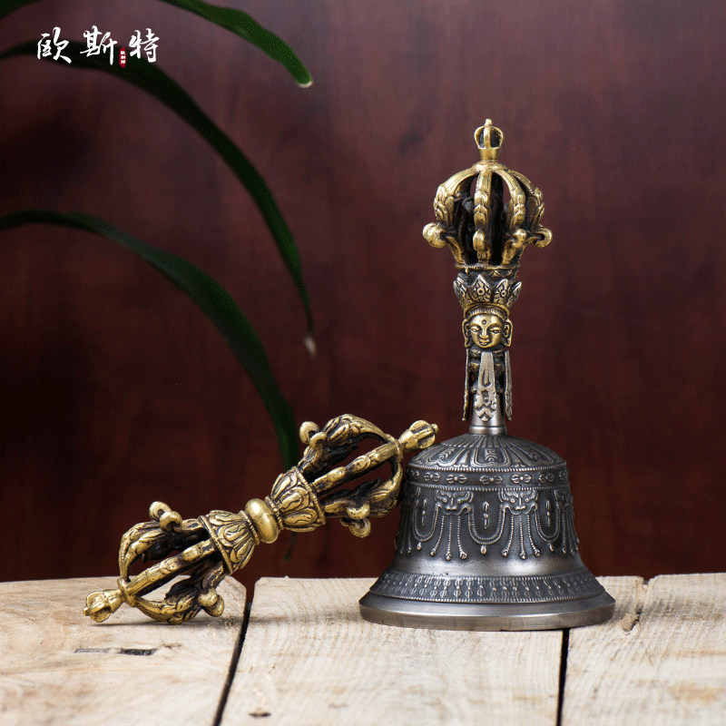 欧斯特 尼泊尔九股金刚铃杵铜手工制作家居摆件供具手摇铃杵铃铛