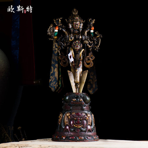 欧斯特 家用秽迹金刚宝橛尼泊尔手工紫铜飘带金刚宝杵摆件高57cm - 封面