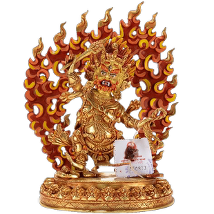 马头金刚单身 马头明王中式摆件家居装饰尼泊尔手工铜全鎏铜像7寸