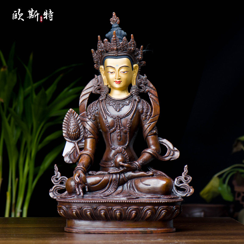 家居摆件用品 居家装饰摆件尼泊尔手工铜紫铜1尺地藏王菩萨铜像