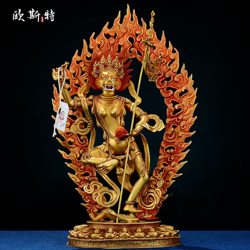 铜全鎏金雕花像家居装饰摆件