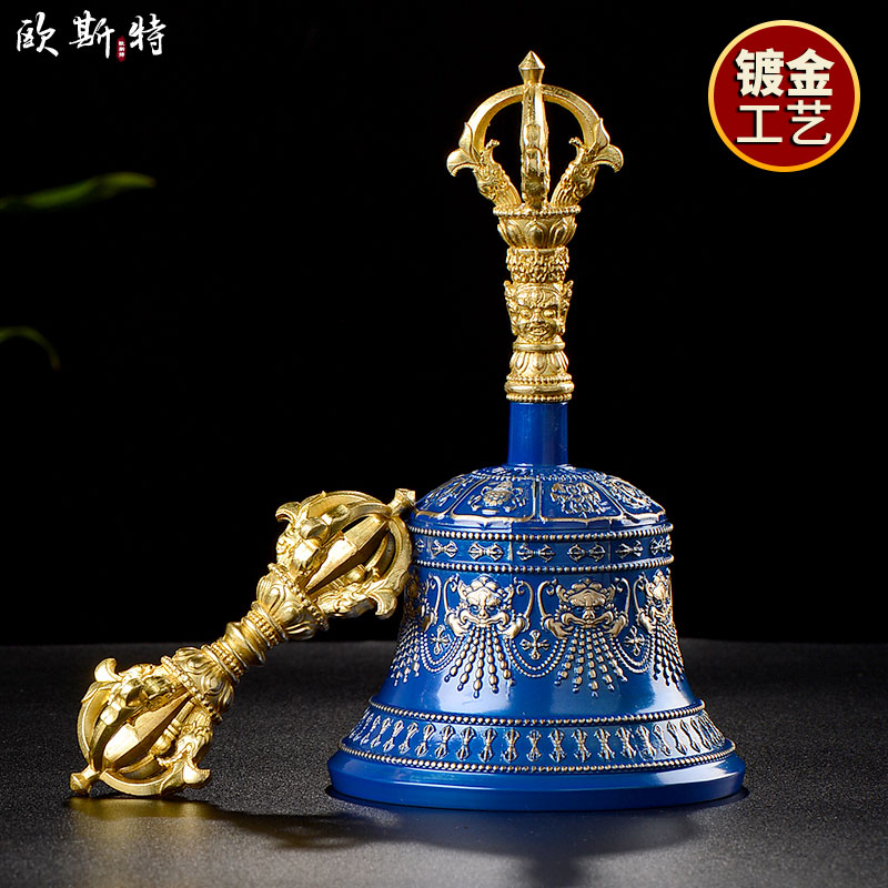 铜鎏金彩绘复古做旧客厅摆件