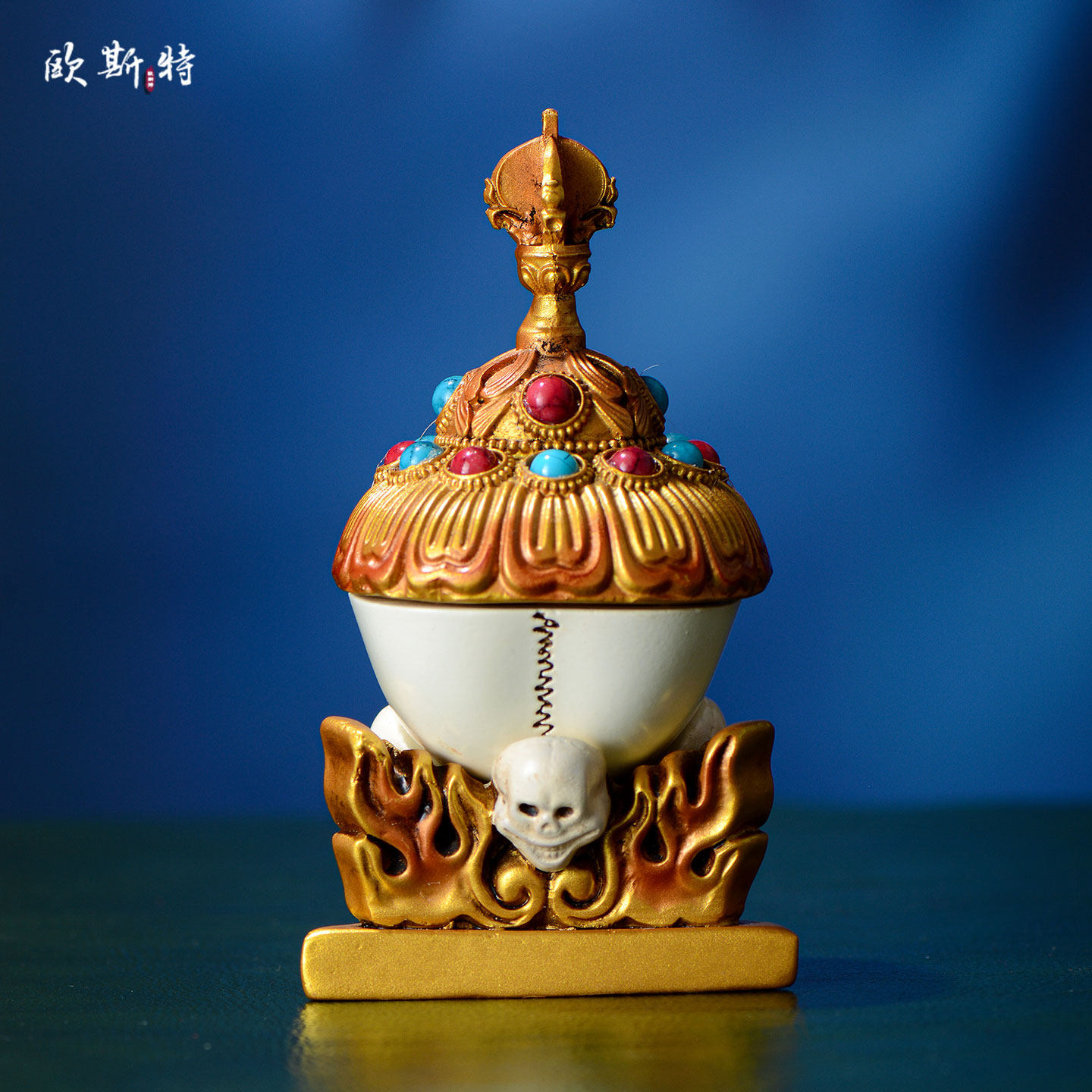 彩绘托巴碗嘎巴碗摆件
