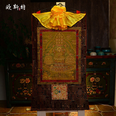 尼泊尔棉布装裱 莲花生大师皈依境 家居 唐卡挂画客厅玄关装饰画