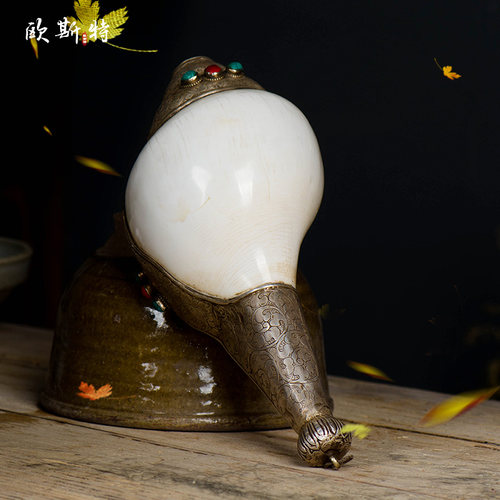 尼泊尔白海螺用品手工包藏