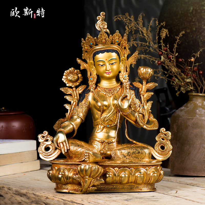 欧斯特尼泊尔手工鎏金铜像摆件