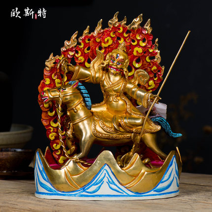 家居客厅摆件 尼泊尔铜全鎏金孜玛铜像 紫玛手工艺品 7寸玄关摆件