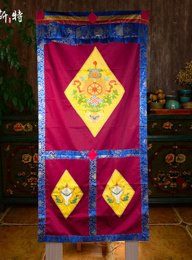 西藏门帘 西藏风情布艺隔断帘单层吉祥结家用门帘 八吉祥门帘