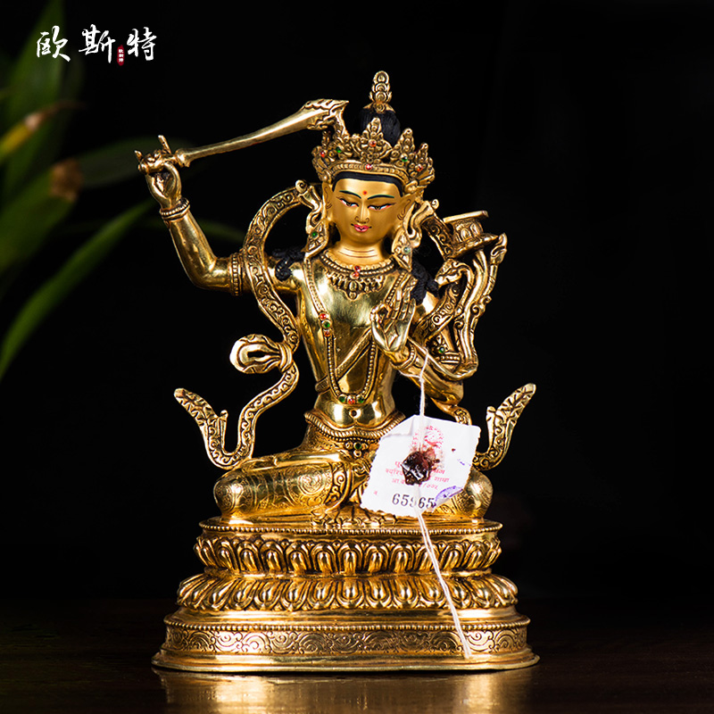 铜像摆件双层底座尼泊尔手工