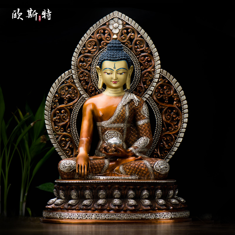 欧斯特释迦摩尼铜像1尺紫铜镀银